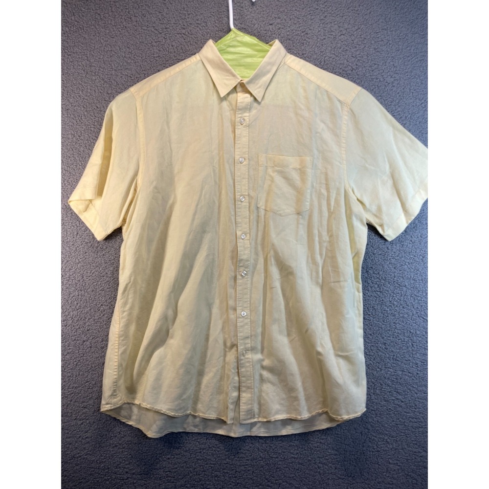 Old Navy Mens Short Sleeves, Classic Fit Yellow Button Down‎ Shirt XXL